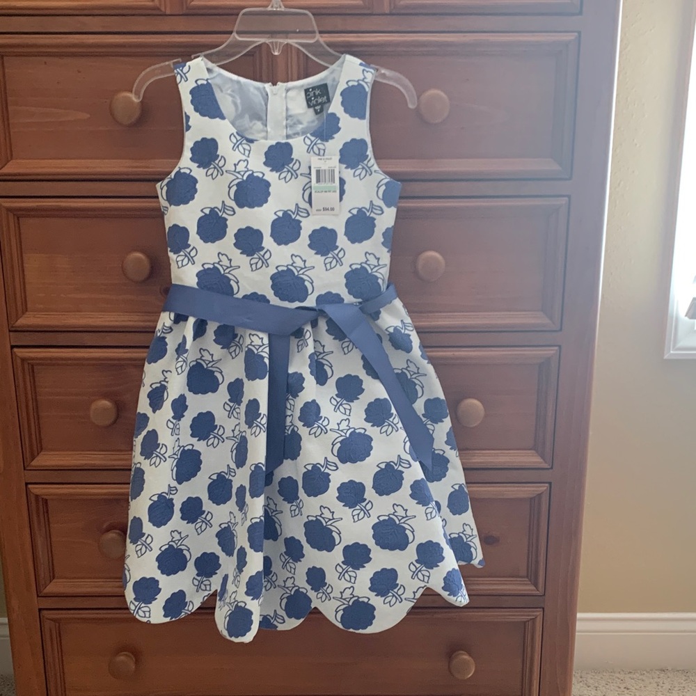Elegant Blue Floral Kids Dress